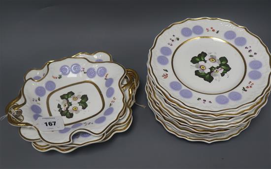 A 19th century Coalport style sixteen piece dessert service
